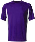 A4 Adult Cooling Performance Color Blocked Crew T-Shirt PURPLE/WHITE Primary