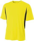 A4 Adult Cooling Performance Color Blocked Crew T-Shirt SAFETY YELLOW/BLACK Primary