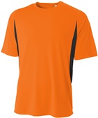 A4 Adult Cooling Performance Color Blocked Crew T-Shirt SAFETY ORANGE/BLACK Primary