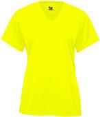 Badger Sport B-Core Ladies Girls Short Sleeve V-Neck Tee SAFETY YELLOW-GREEN Primary