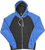 J America TriBlend Colorblock Full Zip Fleece Hood 8874