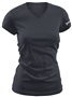 Junior's Girls Wicking V-Neck Short Sleeve Volleyball Sports Shirt/Jersey BLACK (001) Primary