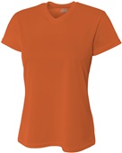 A4 Womens Short Sleeve V-Neck Mesh T-Shirt ATHLETIC ORANGE Primary