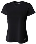 A4 Womens Short Sleeve V-Neck Mesh T-Shirt BLACK Primary