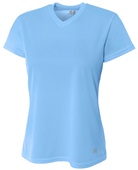 A4 Womens Short Sleeve V-Neck Mesh T-Shirt LIGHT BLUE Primary