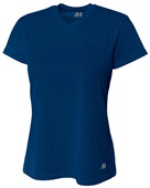 A4 Womens Short Sleeve V-Neck Mesh T-Shirt NAVY Primary