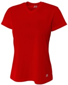 A4 Womens Short Sleeve V-Neck Mesh T-Shirt SCARLET Primary