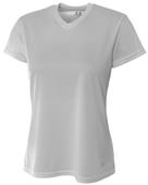 A4 Womens Short Sleeve V-Neck Mesh T-Shirt SILVER Primary
