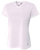 A4 Womens Short Sleeve V-Neck Mesh T-Shirt WHITE Primary