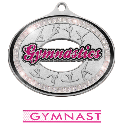 SILVER MEDAL/CLASSIC PINK GYM. NECK RIBBON