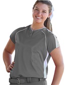 Women Girls 2-Button Brushback Softball Jersey