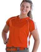 Women Girls 2-Button Brushback Softball Jersey