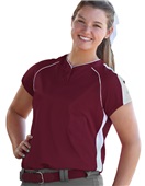 Women Girls 2-Button Brushback Softball Jersey