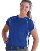 Women Girls 2-Button Brushback Softball Jersey