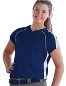 Women Girls 2-Button Brushback Softball Jersey