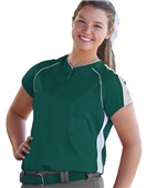 Women Girls 2-Button Brushback Softball Jersey