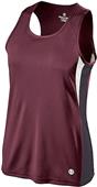 Holloway Ladies Dry-Excel Vertical Track Singlets 221340 DARK MAROON/BLACK/WHITE Primary