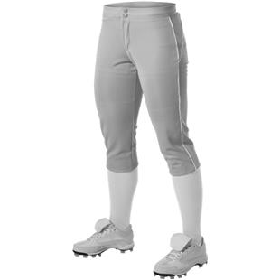 Alleson 625PLW women/girls fastpitch softball pants gray/ blue piping 