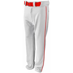 Martin Sports Youth Baseball/Softball Belt Loop Pants White with Navy Piping 