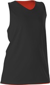 Alleson Womens Reversible Basketball Tank Outside: BLACK, Inside: BURNT ORANGE Primary