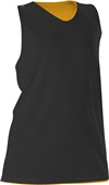 Alleson Womens Reversible Basketball Tank Outside: BLACK, Inside: GOLD Primary