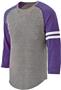 Adult Heather 3/4 Sleeves, 3-Color T Shirts VINTAGE GREY/VINTAGE PURPLE/WHITE Primary