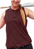 Womens Girls Fast Pitch Pin Mesh 2-Button Sleeveless Jersey