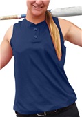 Womens Girls Fast Pitch Pin Mesh 2-Button Sleeveless Jersey