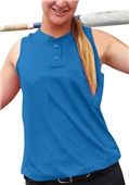 Womens Girls Fast Pitch Pin Mesh 2-Button Sleeveless Jersey