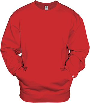 Badger Sport Adult Pocket Crew Sweatshirt w/Kangaroo Pocket. Decorated in seven days or less.