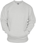 Badger Sport Adult Pocket Crew Sweatshirt w/Kangaroo Pocket ASH Primary