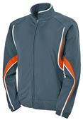 Womens 2-Color, Full Zip, Angled Pockets, Sports Warm-Up Jacket SLATE/ORANGE/WHITE Primary