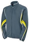 Womens 2-Color, Full Zip, Angled Pockets, Sports Warm-Up Jacket SLATE/POWER YELLOW/WHITE Primary