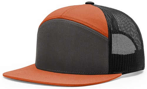 Richardson 168 7 Panel Flat Bill Trucker Cap. Embroidery is available on this item.