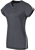 Women / Girls Short Sleeve Volleyball Jersey BLACK/WHITE Primary