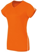 High Five Short Sleeve Solid Volleyball Jerseys Womens & Girls ORANGE/WHITE Primary