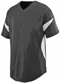 Augusta Wheel House Button Up Baseball Jersey BLACK/ WHITE Pocket