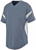 Augusta Wheel House Button Up Baseball Jersey GRAPHITE/ WHITE Pocket
