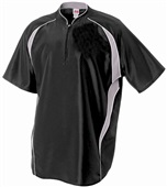 A4 Polyester 1/4 Zip Baseball Batting Jacket BLACK Pocket