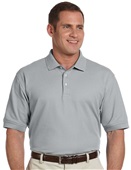 Devon & Jones Mens Pima Pique Short-Sleeve Polo GREY HEATHER Pocket