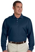 Devon & Jones Mens Pima Pique Long-Sleeve Polo NAVY Pocket