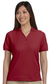 Devon & Jones Ladies Pima Pique Y-Collar Polo BURGUNDY Pocket