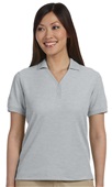 Devon & Jones Ladies Pima Pique Y-Collar Polo GREY HEATHER Pocket