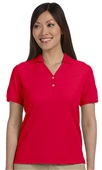 Devon & Jones Ladies Pima Pique Y-Collar Polo RED Pocket