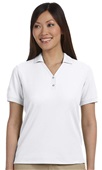 Devon & Jones Ladies Pima Pique Y-Collar Polo WHITE Pocket