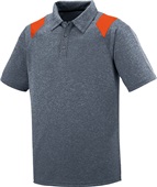 Adult 3-Button Torce Sport Polo Shirt (AS, A2XL,A3XL) GRAPHITE HEATHER/ORANGE Pocket