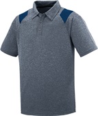 Augusta Sportswear Adult 3-Button Torce Sport Polo Shirt 5402 GRAPHITE HEATHER/NAVY Pocket