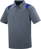 Adult 3-Button Torce Sport Polo Shirt (AS, A2XL,A3XL) GRAPHITE HEATHER/PURPLE Pocket