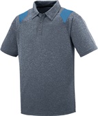 Adult 3-Button Torce Sport Polo Shirt (AS, A2XL,A3XL) GRAPHITE HEATHER/COLUMBIA BLUE Pocket