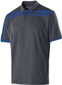 Adult 3-Button, 2-Color, Stretch Polo Shirt (AS,AM - Black & Royal) CARBON/ROYAL Pocket